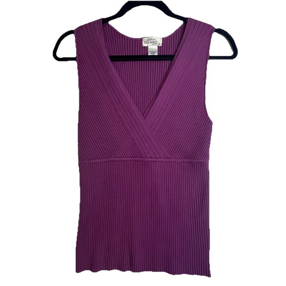 Old Navy Baby Doll Tank Size L Ribbed V-Neck Y2K Empire Waist BOHO Cotton Blend - Picture 1 of 9